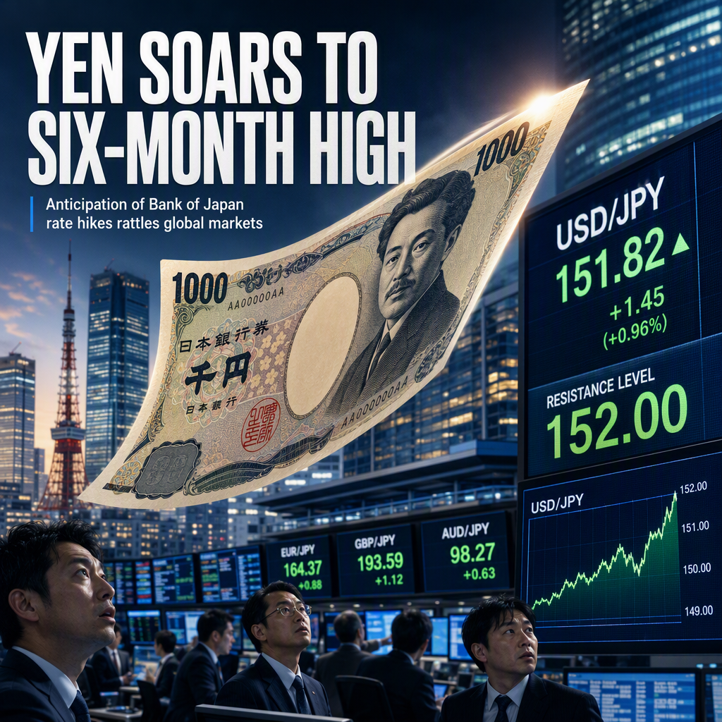 Japanese Yen Surges to Six-Month High Amid Anticipation of Bank of Japan Rate Hikes