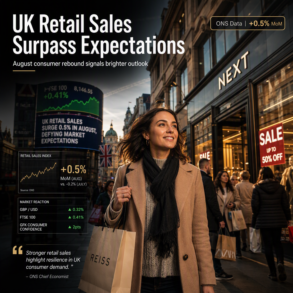 UK Retail Sales Surge 0.5% in August, Defying Market Expectations