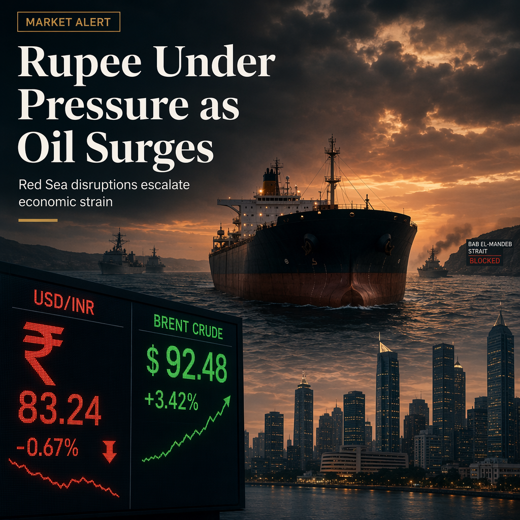 Indian Rupee Weakens as Oil Prices Surge Amid Red Sea Shipping Disruptions