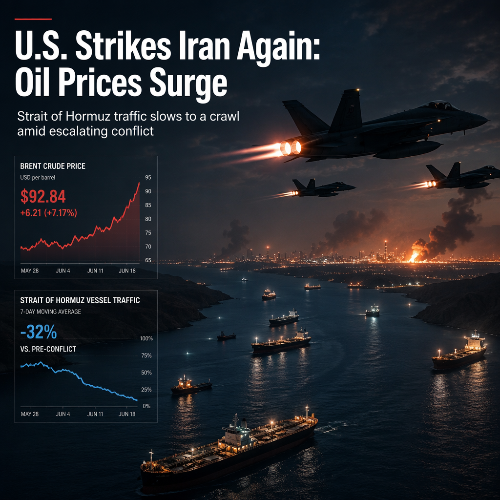 U.S. Launches Ninth Consecutive Night of Strikes on Iran, Oil Prices Surge as Hormuz Traffic Slows