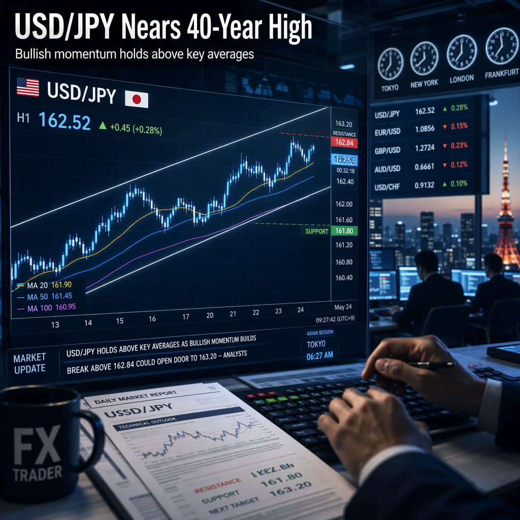 USD/JPY Holds Above Key Averages, Trades Near 162.50 With Bullish Momentum
