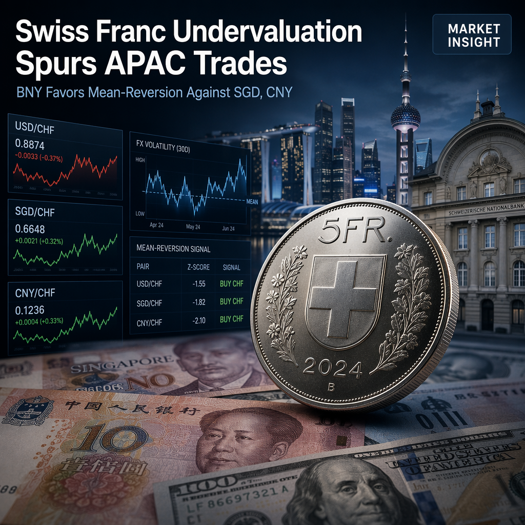 BNY Highlights Swiss Franc Undervaluation, Favors Mean-Reversion Trades Against APAC Currencies
