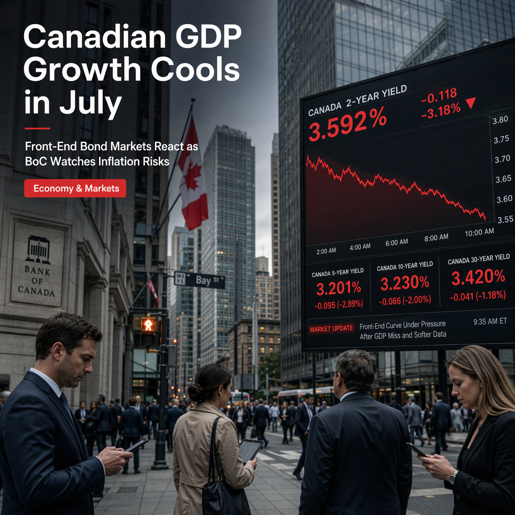 Canadian GDP Growth Moderates in July, Markets React with Front-End Curve Sell-Off