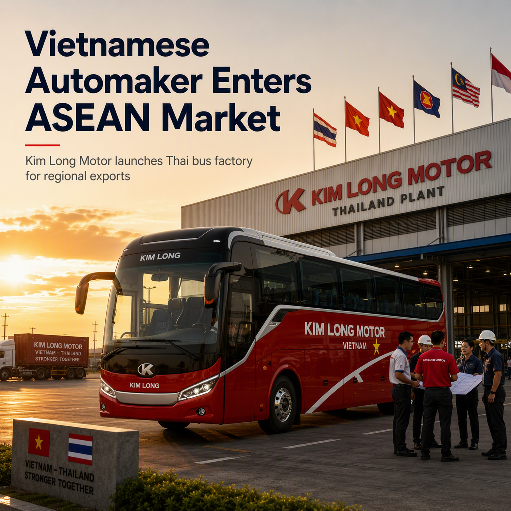 Vietnam’s Kim Long Motor Launches First Overseas Bus Production Base in Thailand to Target ASEAN Exports