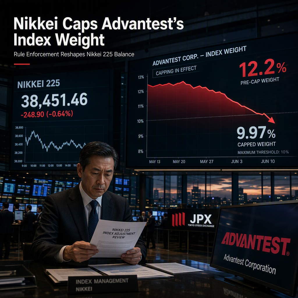 Nikkei to Reduce Advantest's Weight in Nikkei 225 Following Cap Rule Breach
