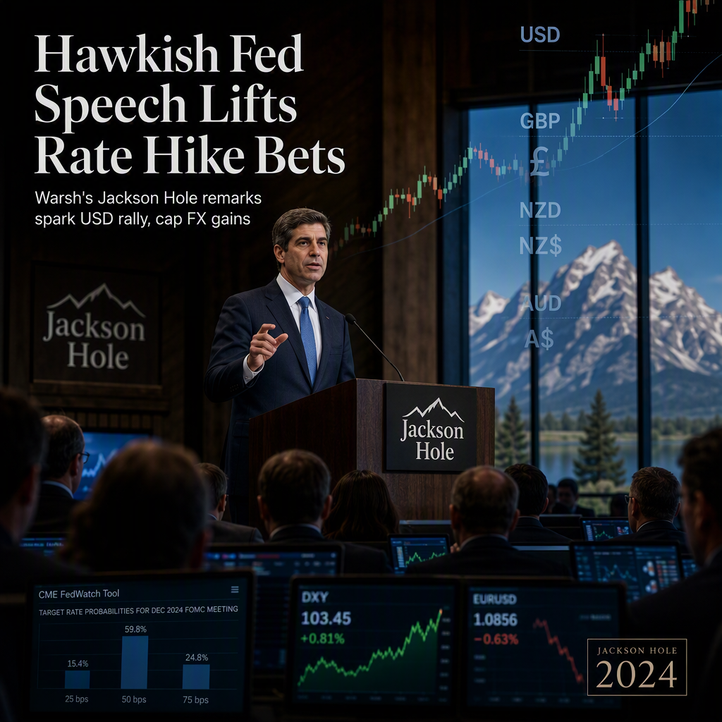 Fed Chair Warsh's Hawkish Jackson Hole Speech Spurs Rate Hike Bets, Impacting USD Crosses