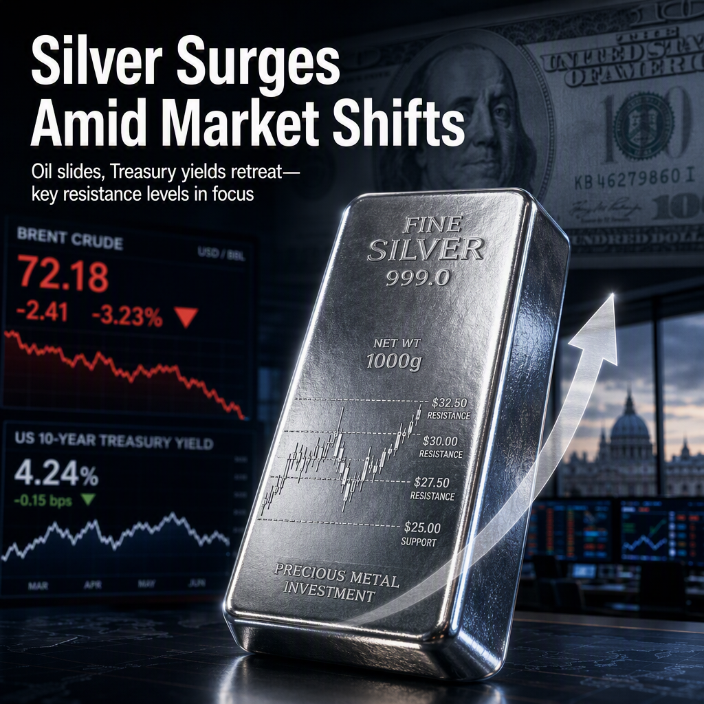Silver Surges 2.26% as Oil and US Treasury Yields Correct, Eyes Key Resistance Levels