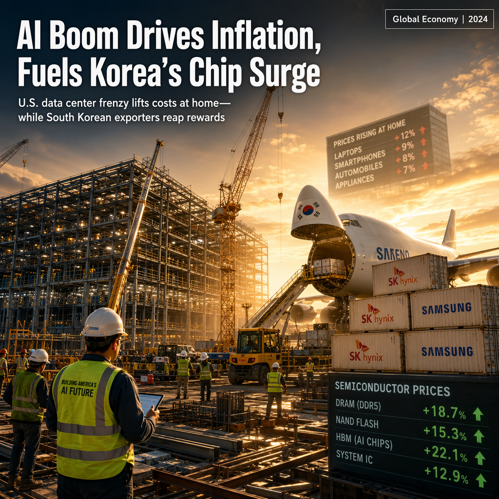 AI Infrastructure Boom Fuels Short-Term Inflation in US, Boosts South Korean Chip Exporters