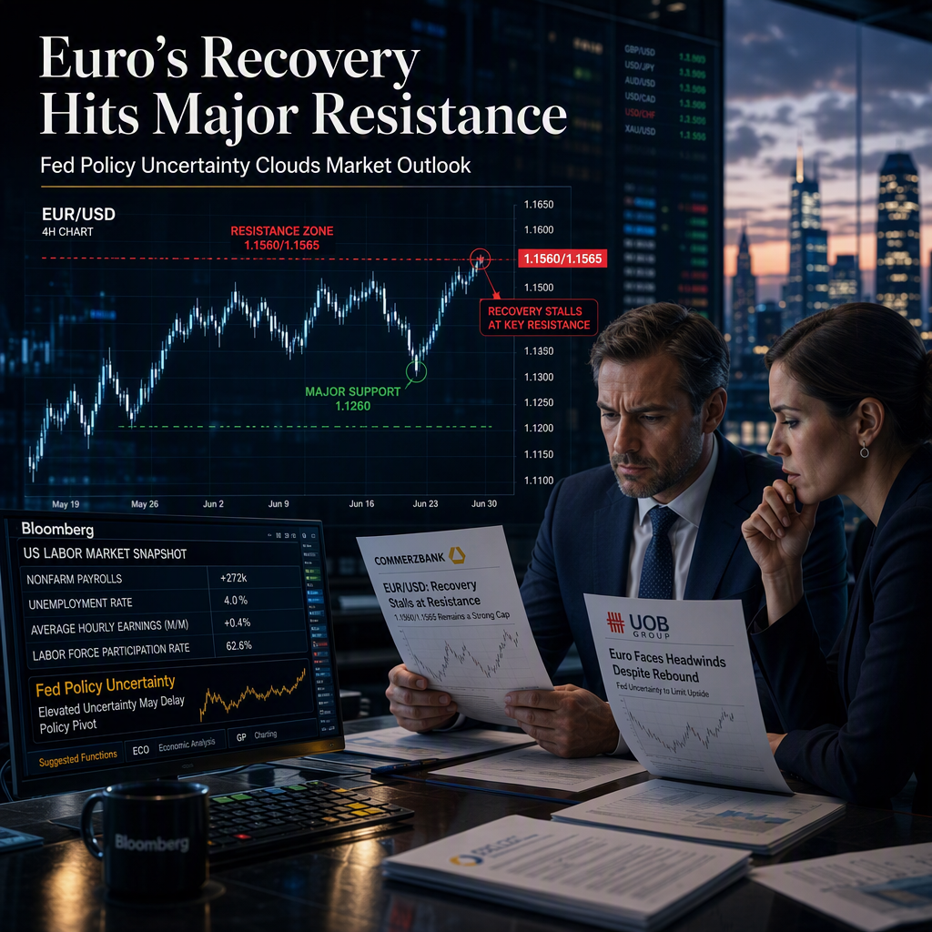 Euro's Recovery Stalls at Key Technical Resistance Amid Fed Policy Uncertainty