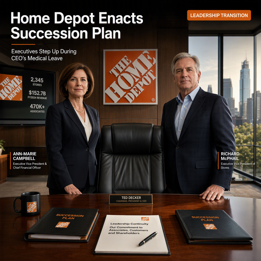 Home Depot CEO Ted Decker Takes Temporary Medical Leave; Senior Executives Step In