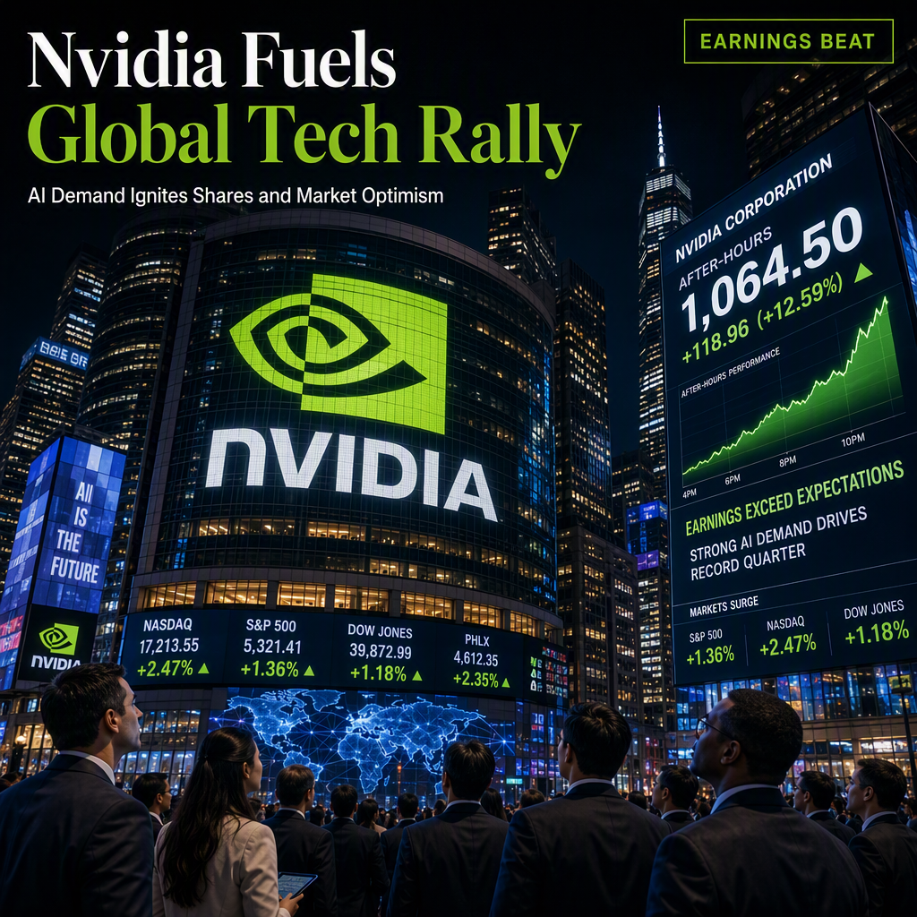 Nvidia Earnings Spark Tech Rally as AI Demand Drives Upbeat Outlook and Share Gains