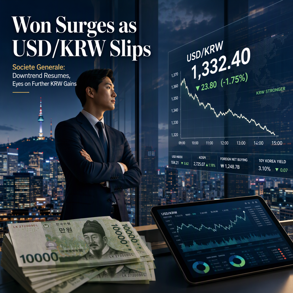 South Korean Won Strengthens as USD/KRW Downtrend Poised to Resume, Says Societe Generale