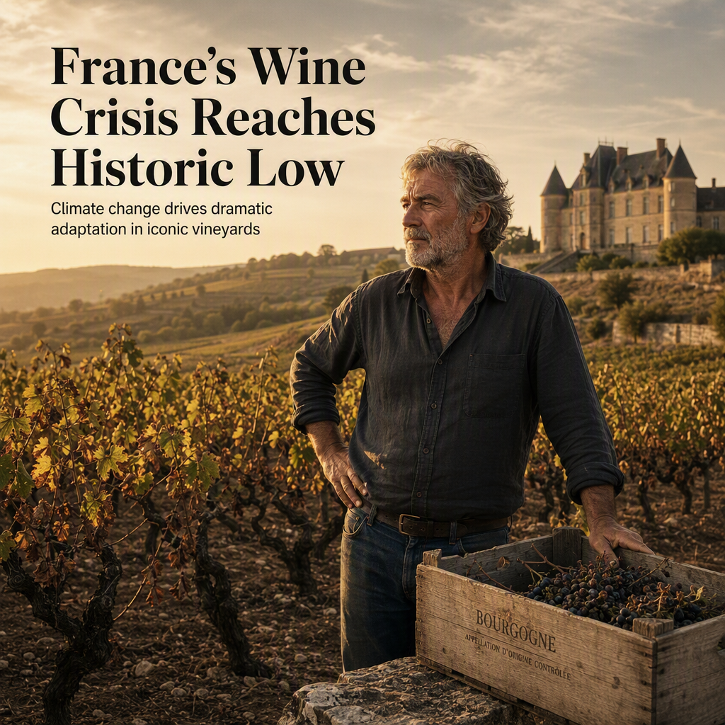 France’s Wine Production Faces 70-Year Low Amid Climate Crisis, Industry Considers Bold Adaptations