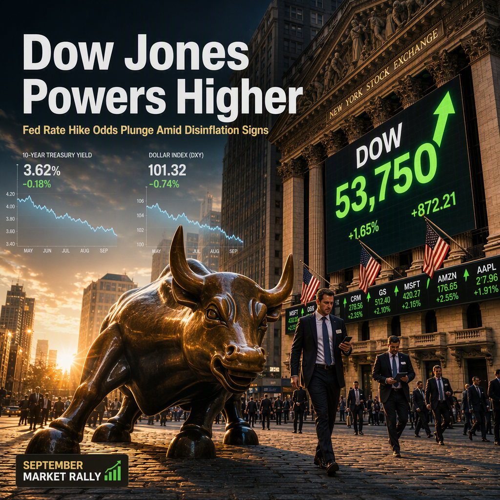 Dow Jones Surges as Fed Rate Hike Odds Drop Amid Signs of Disinflation