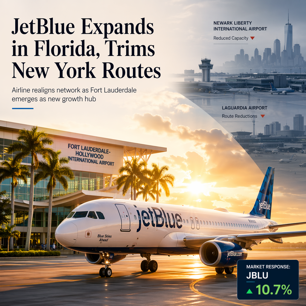 JetBlue Shifts Focus to Florida, Cuts Back at Newark and LaGuardia Amid Route Realignment