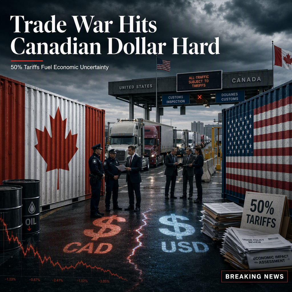 US-Canada Trade War Escalates with 50% Tariffs, Pressuring Canadian Dollar