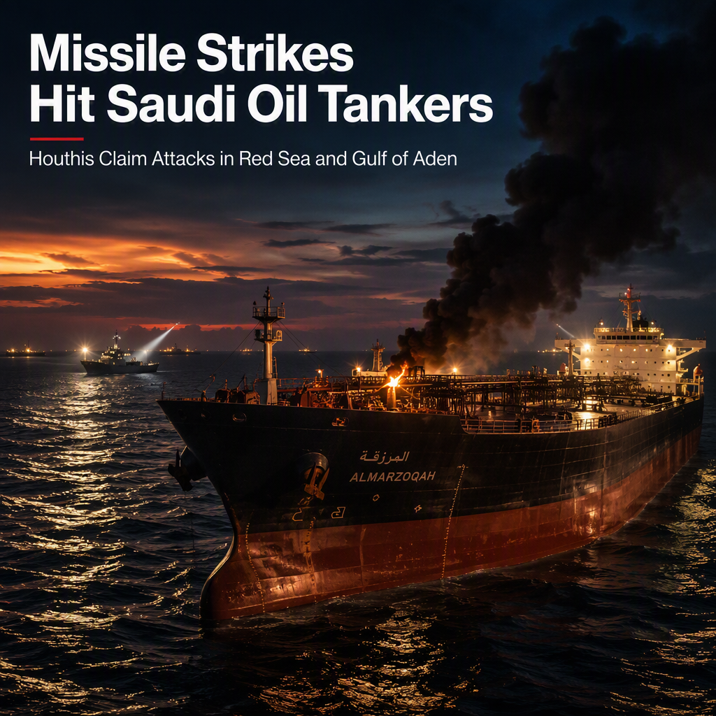 Yemen's Houthis Claim Missile Attacks on Saudi Oil Tankers in Red Sea and Gulf of Aden