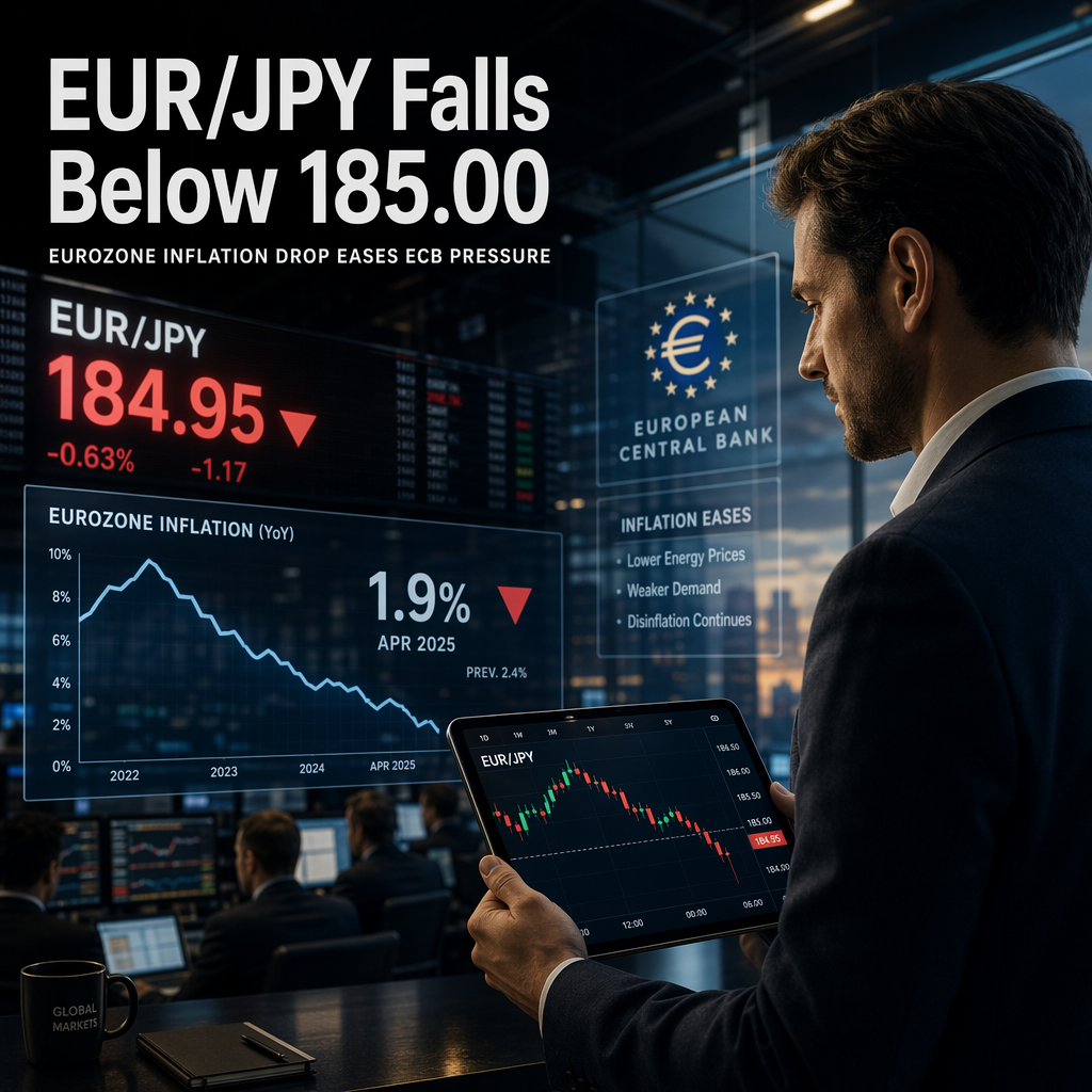 EUR/JPY Dips Below 185.00 as Eurozone Inflation Falls More Than Expected