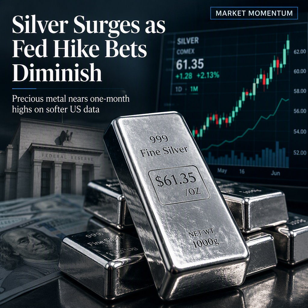 Silver Holds Near One-Month Highs as Fed Rate Hike Expectations Ease