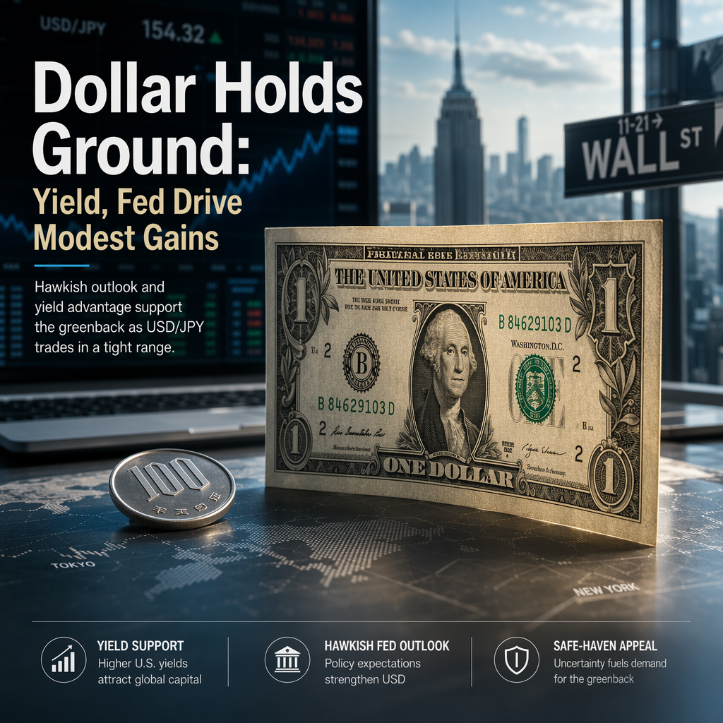 US Dollar Supported by Yield Advantage and Hawkish Fed Outlook Amid Modest Gains Against Yen