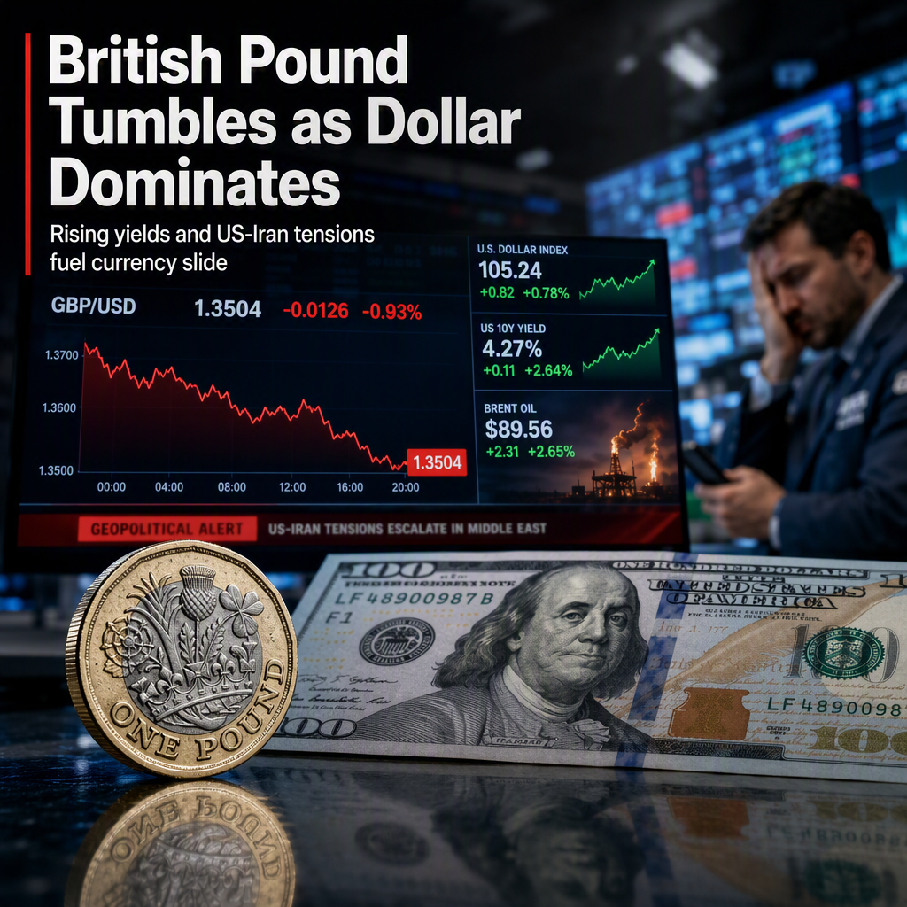 British Pound Slides Toward 1.3500 as US Dollar Strengthens Amid Rising Yields and Escalating US-Iran Tensions