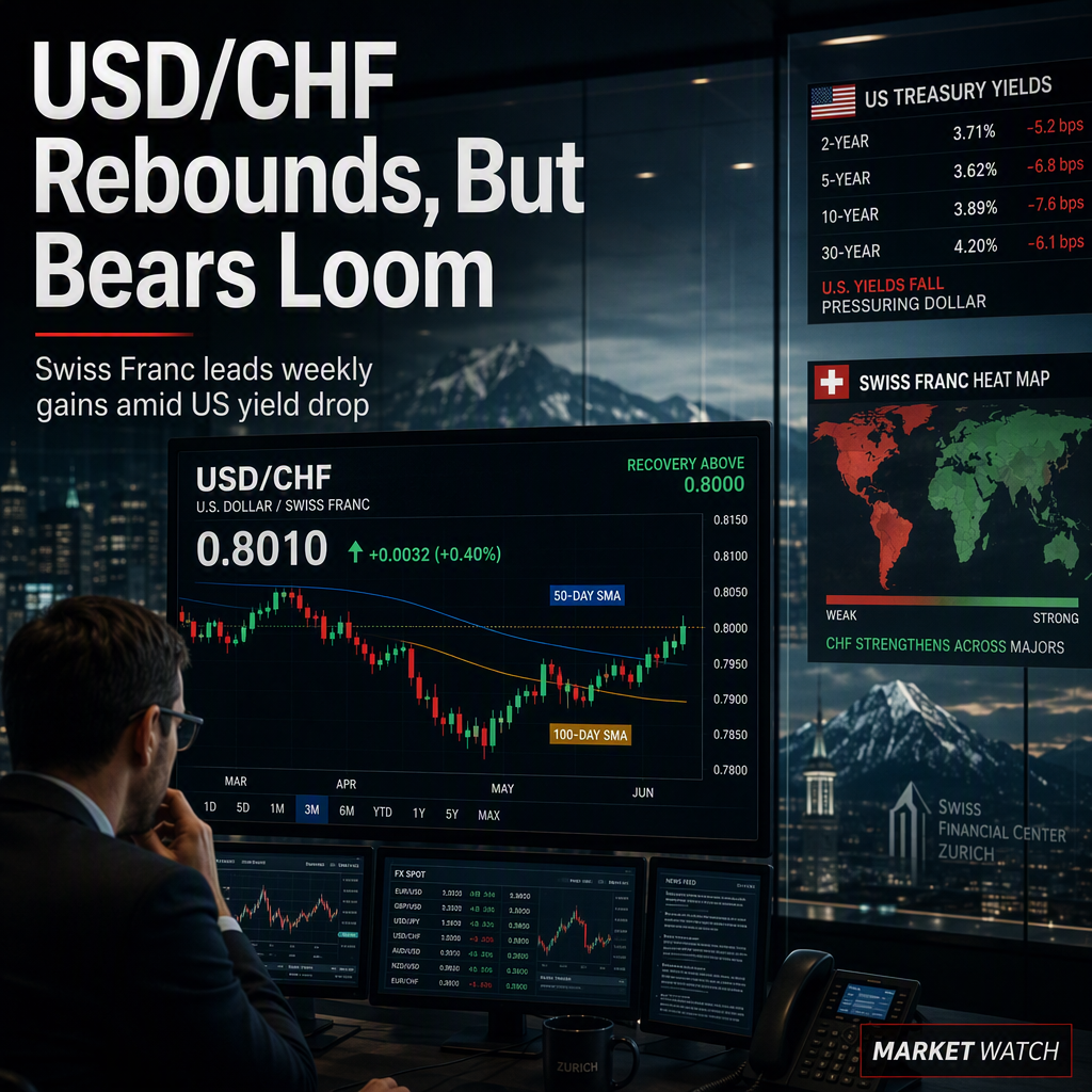 USD/CHF Recovers Above 0.8000 Amid Weekly Losses Driven by US Yield Drop