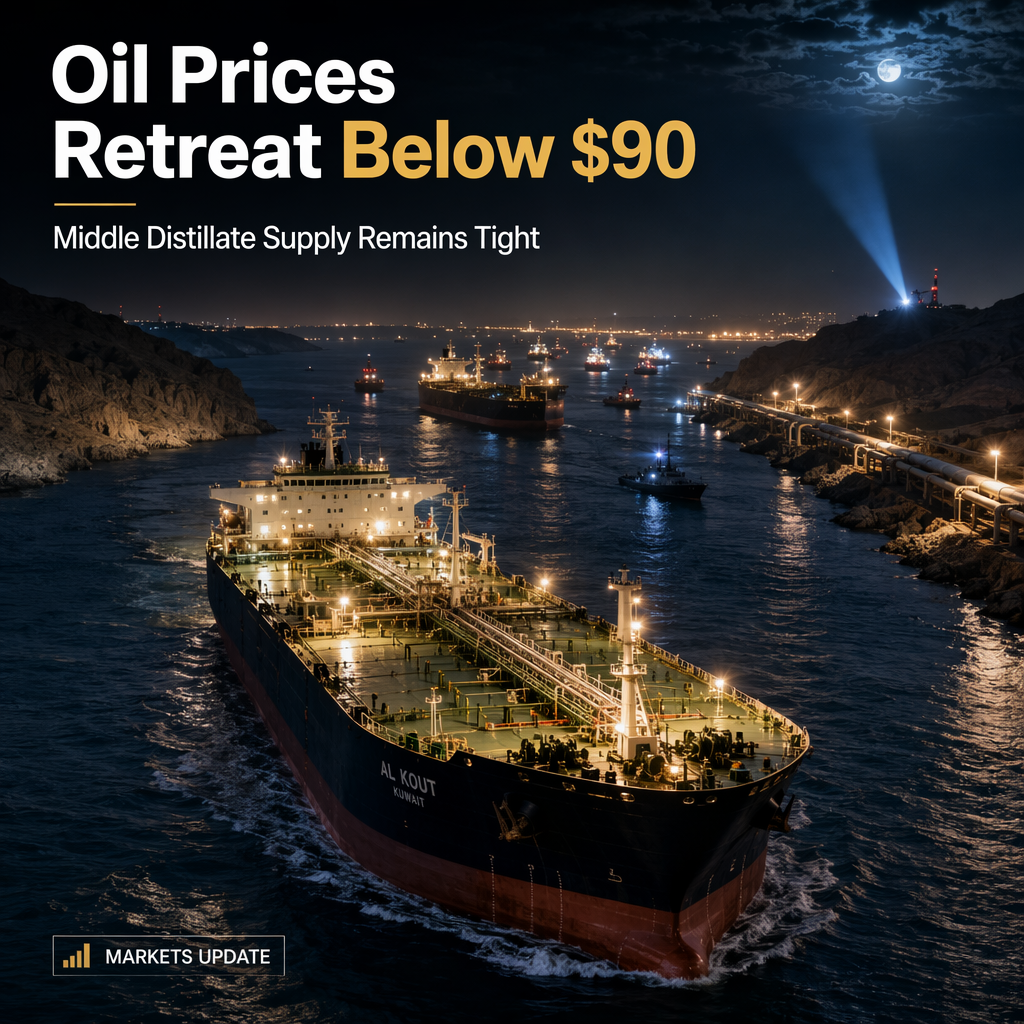 Oil Prices Dip Below $90 as Middle Distillate Markets Remain Tight Amid Geopolitical Tensions