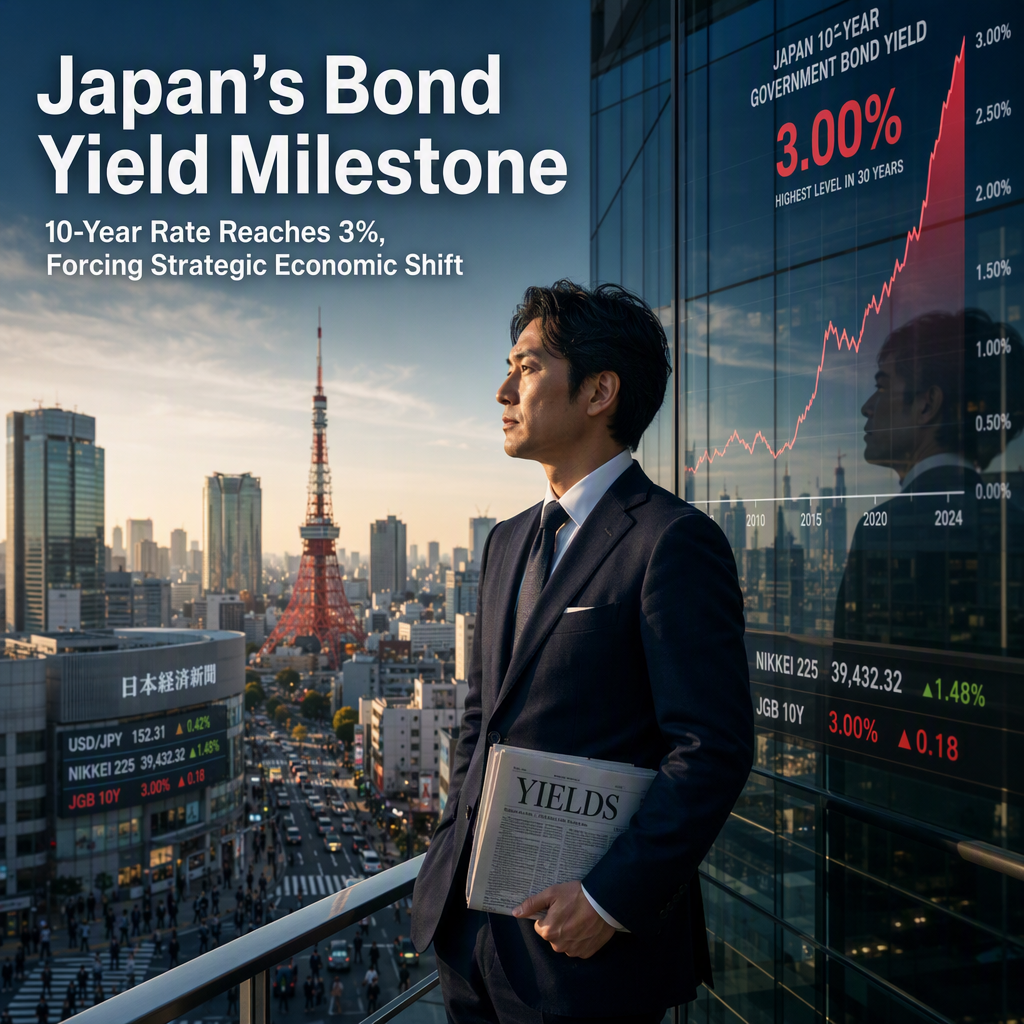 Japan's 10-Year Government Bond Yields Hit 3% for First Time in 30 Years, Forcing Reassessment Across Economy