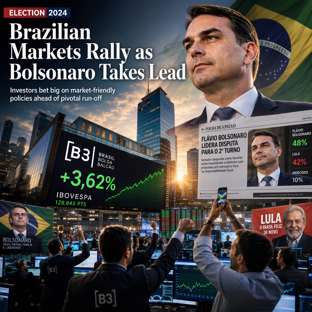 Brazilian Stocks Surge as Flávio Bolsonaro Emerges as Run-Off Favorite in Presidential Race