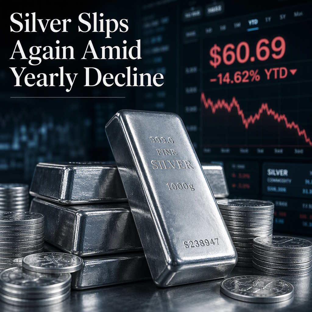 Silver Prices Dip 0.22% to $60.69 per Ounce, Down 14.62% Year-to-Date