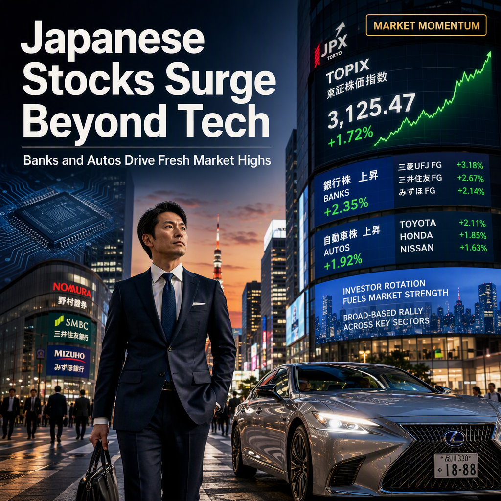 Japanese Stock Market Hits New Highs as Investors Rotate from Tech to Banks and Autos
