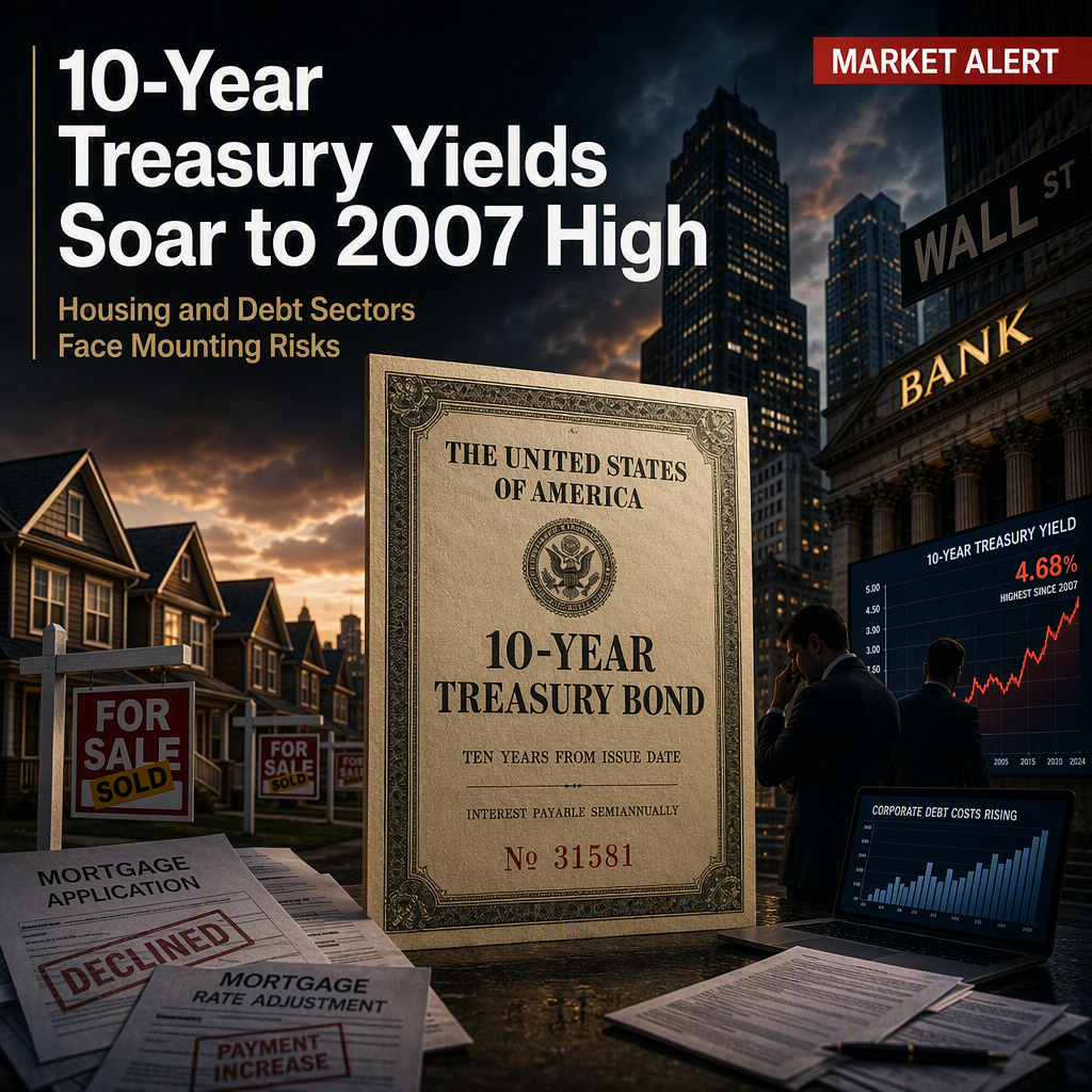 10-Year Treasury Yields Hit Highest Since 2007, Raising Concerns for Housing and Debt-Laden Sectors