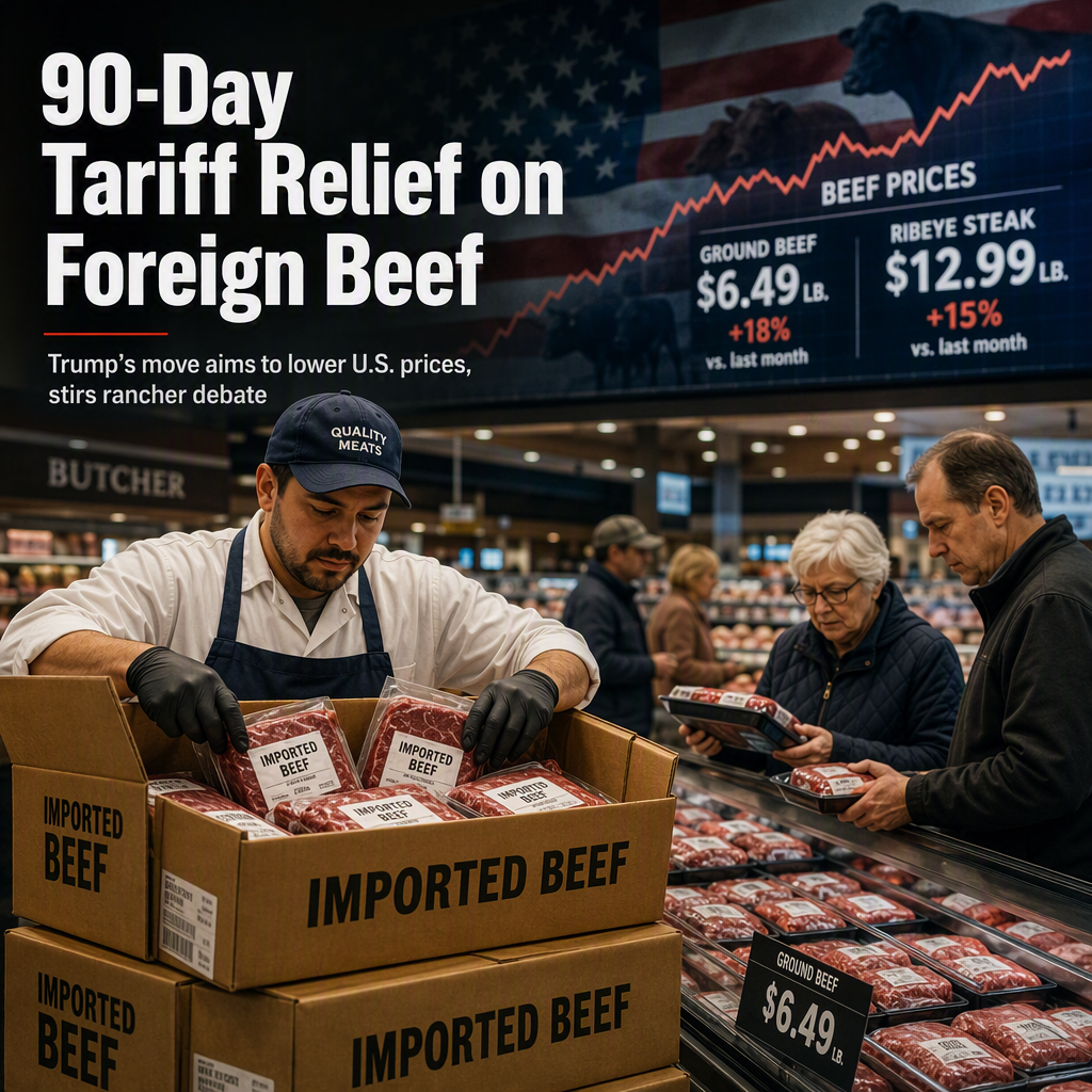 Trump Grants 90-Day Tariff Relief on Foreign Beef to Combat Soaring U.S. Prices