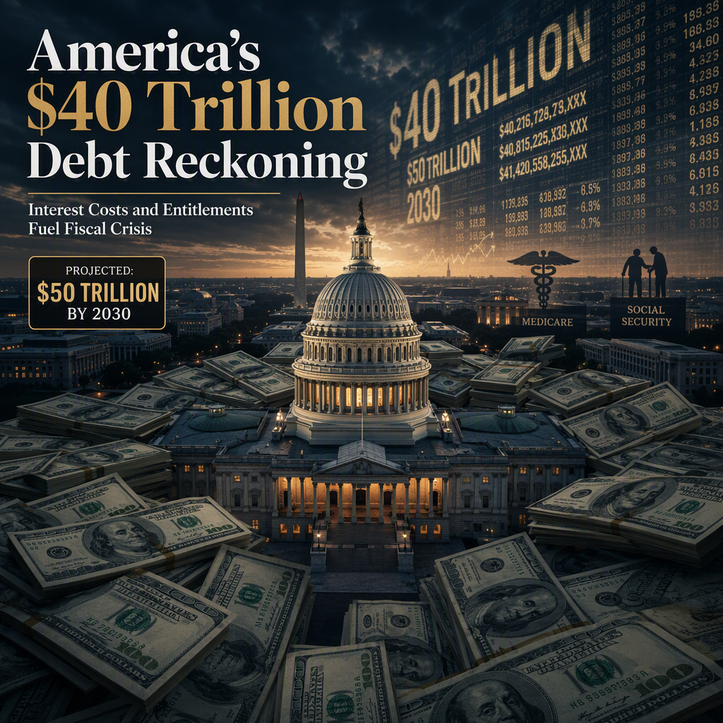 U.S. National Debt Surges Past $40 Trillion, Projected to Hit $50 Trillion by 2030 Amid Rising Interest Costs
