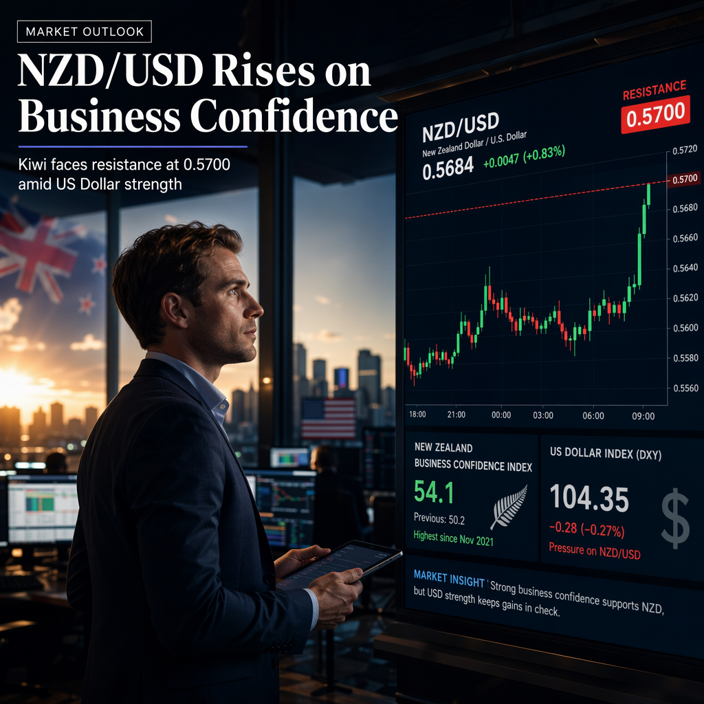 NZD/USD Recovers Amid Strong New Zealand Business Confidence, Faces Resistance at 0.5700