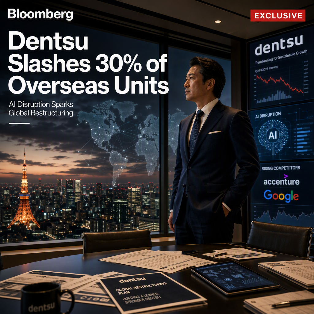 Dentsu to Cut 30% of Overseas Units Amid AI-Driven Industry Shakeup