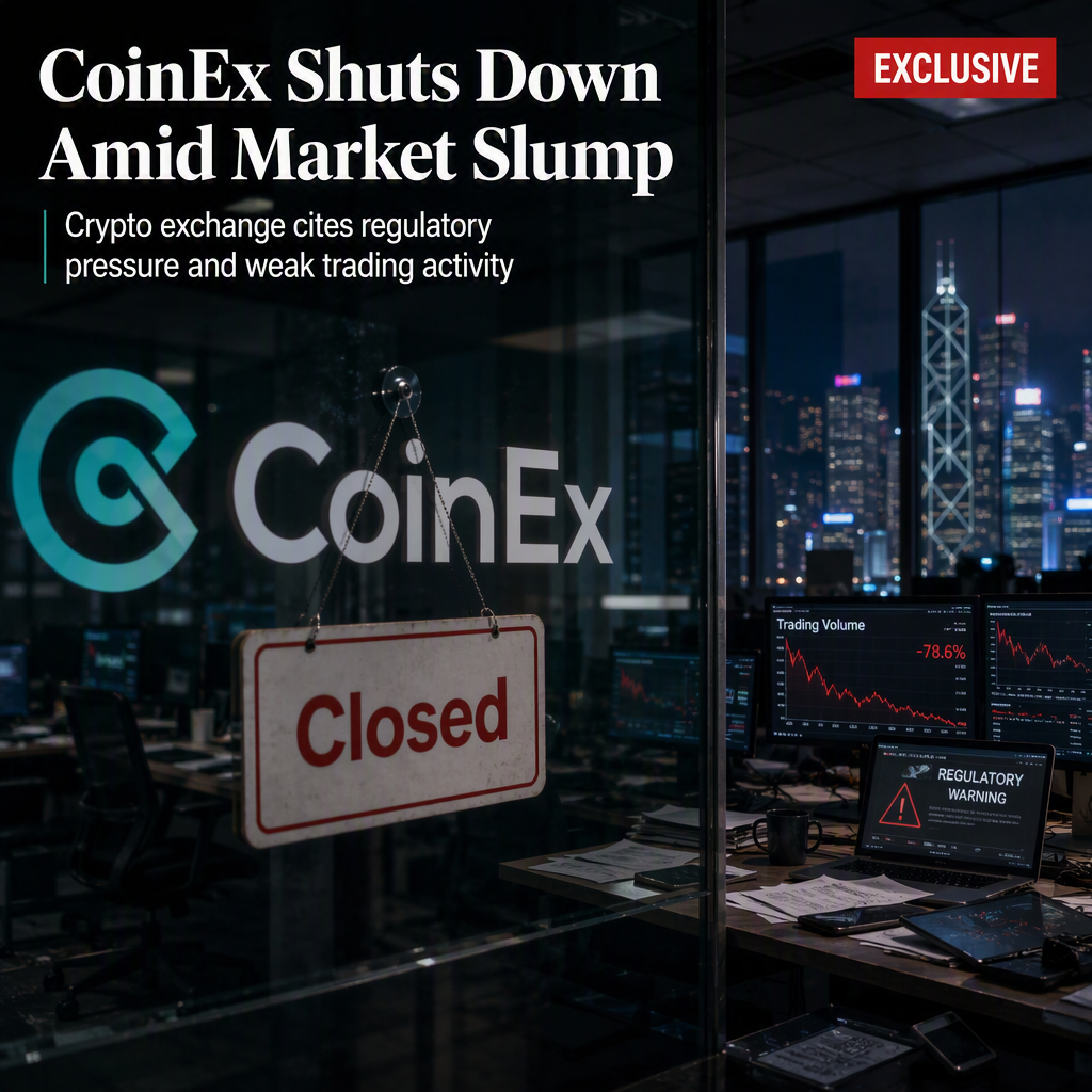 CoinEx Announces Shutdown Amid Market Slump and Regulatory Pressures