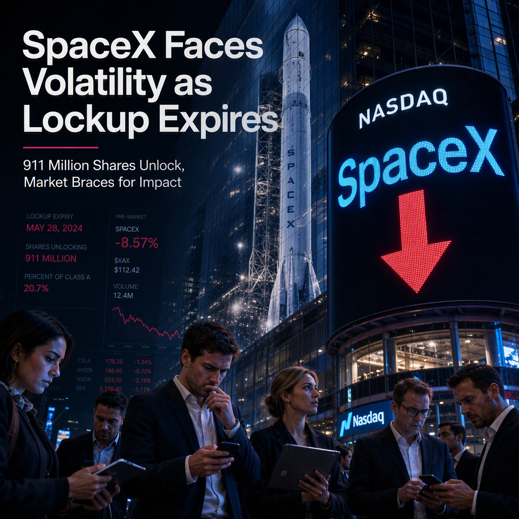 SpaceX Faces Stock Pressure as 911 Million Shares Unlock After IPO Lockup Expiry