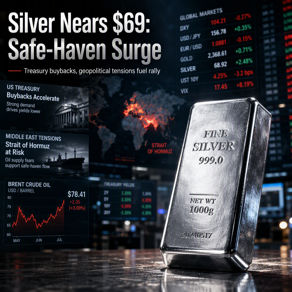 Silver Price Surges Near $69 as Safe-Haven Demand Rises Amid Treasury Buybacks and Geopolitical Tensions