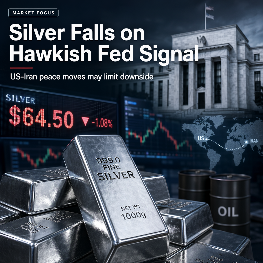 Silver Price Drops Over 1% to $64.50 as Hawkish Fed Outlook Weighs on Precious Metals