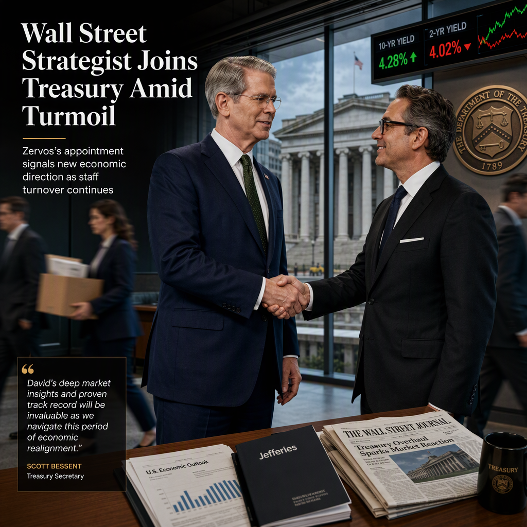 Treasury Secretary Scott Bessent Appoints David Zervos as Counselor Amid Staff Turnover