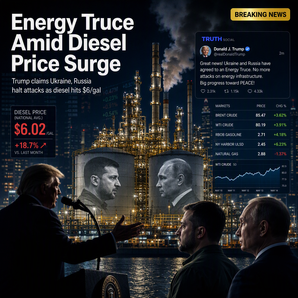 Trump Claims Ukraine and Russia Agree to Halt Attacks on Energy Infrastructure Amid Rising Diesel Prices