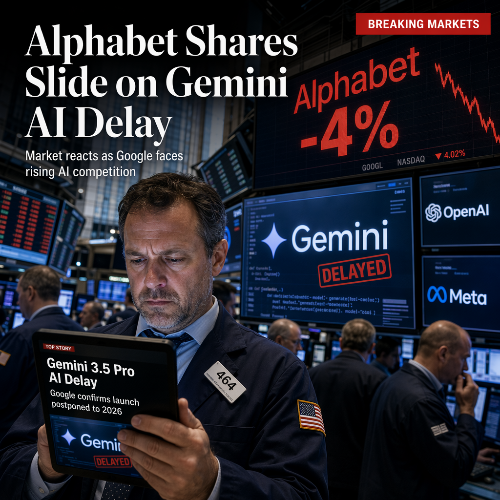 Alphabet Shares Drop 4% as Gemini 3.5 Pro AI Model Faces Delay Amid Competitive Pressure
