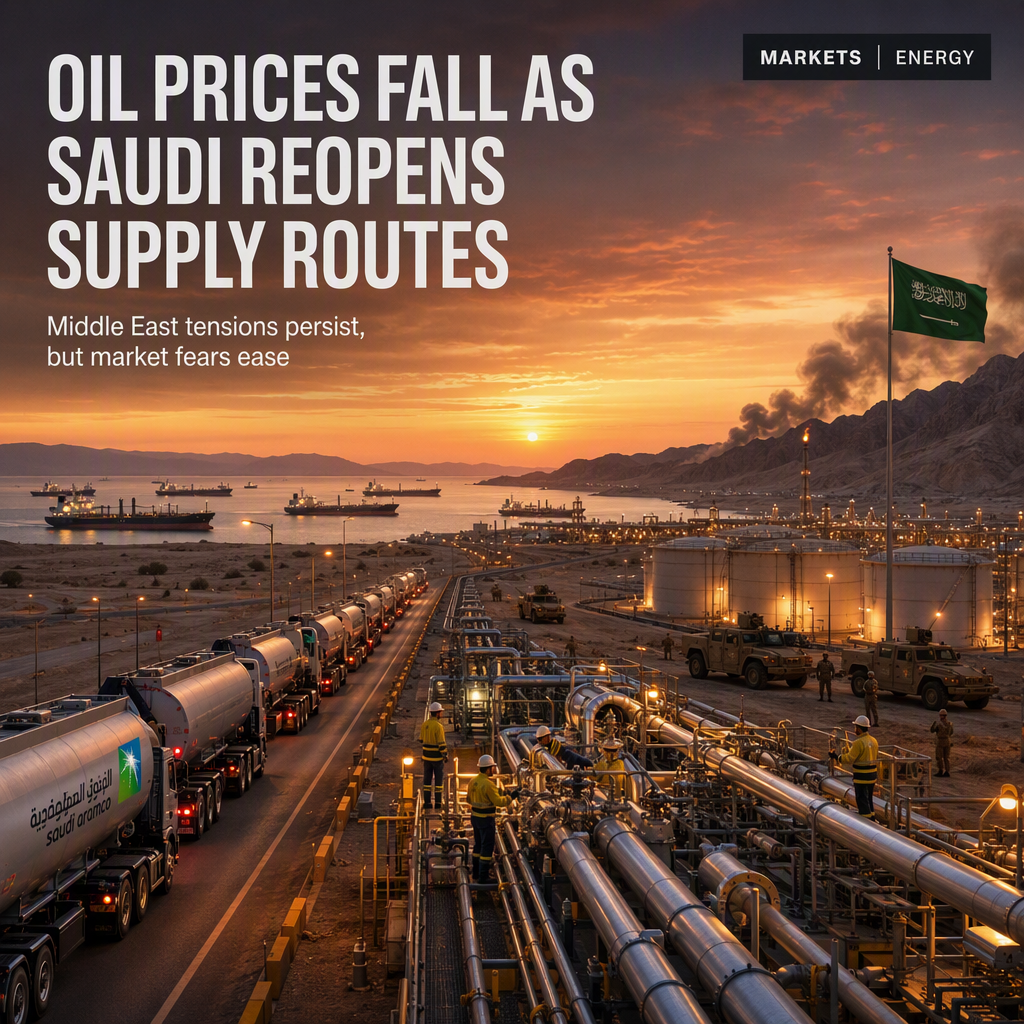 Oil Prices Drop as Saudi Arabia Restores Supply Routes Amid Middle East Tensions