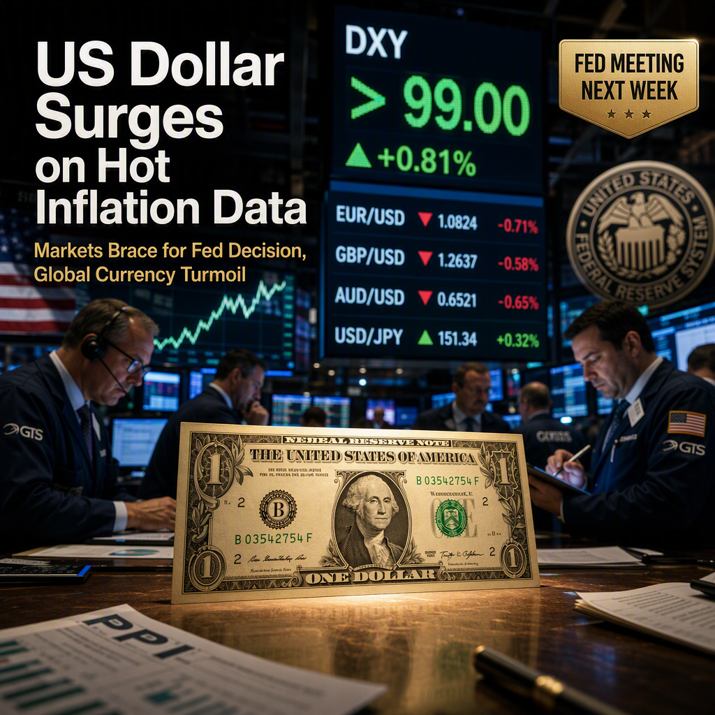 US Dollar Surges on Hot PPI Data, Markets Eye Upcoming CPI and Fed Decision