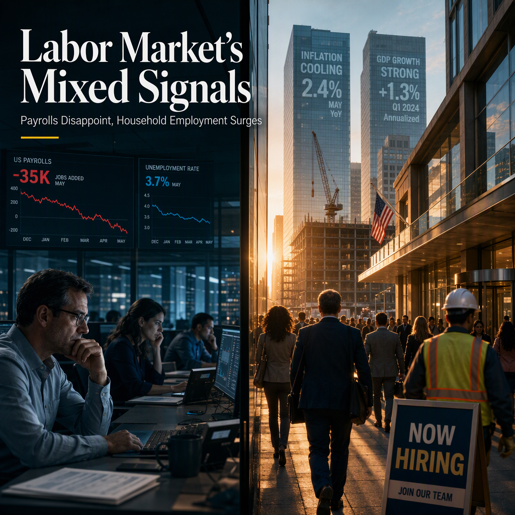 US Labor Market Shows Mixed Signals as Payrolls Disappoint but Household Employment Surges