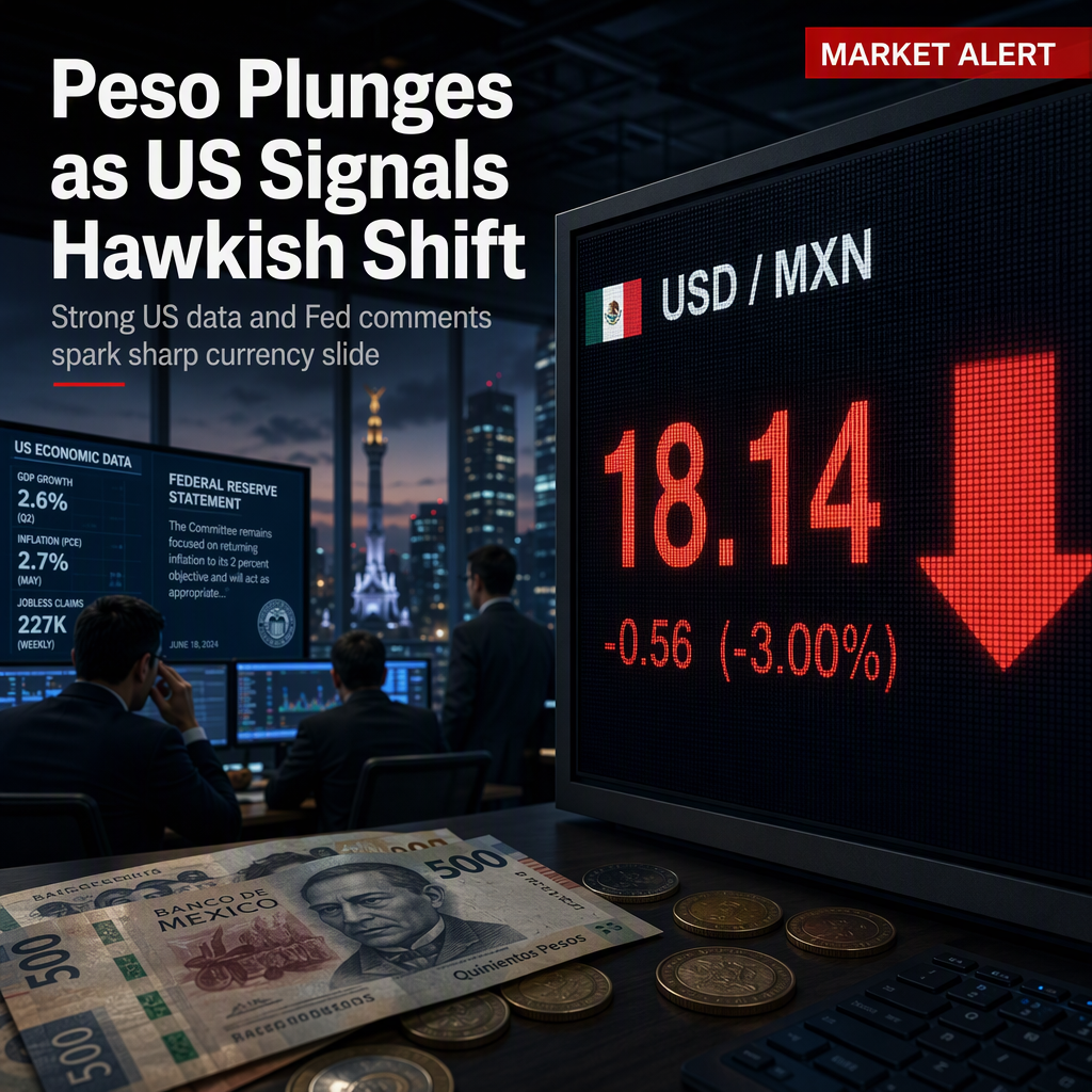 Mexican Peso Falls Sharply as Strong US Data and Hawkish Fed Comments Weigh on Currency