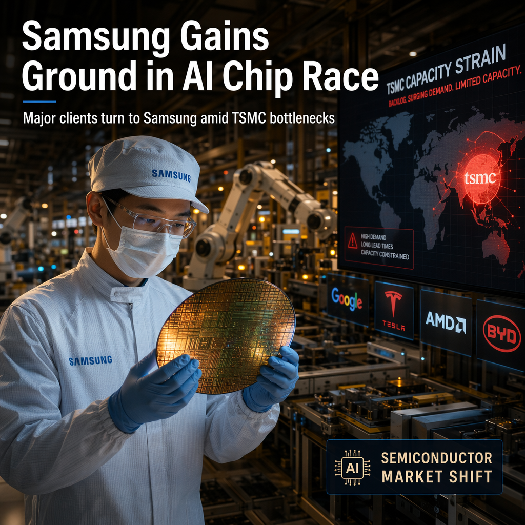 Samsung Attracts Major AI Chip Clients as TSMC Faces Capacity Strain