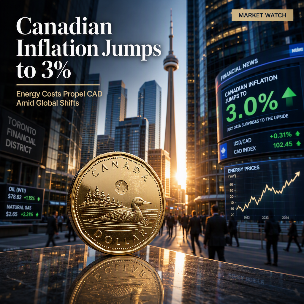 Canadian Inflation Surges to 3% in July, Supporting CAD Amid Global Market Shifts