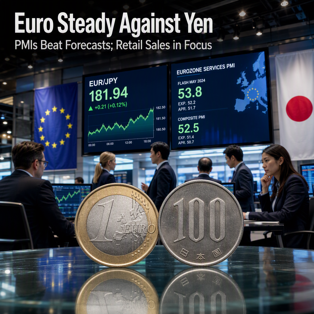 Euro Holds Steady Against Yen as Eurozone Services PMIs Beat Expectations; Focus Shifts to Retail Sales Data